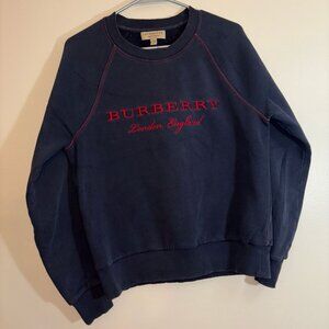 Burberry Navy Crewneck Sweatshirt with Red Logo